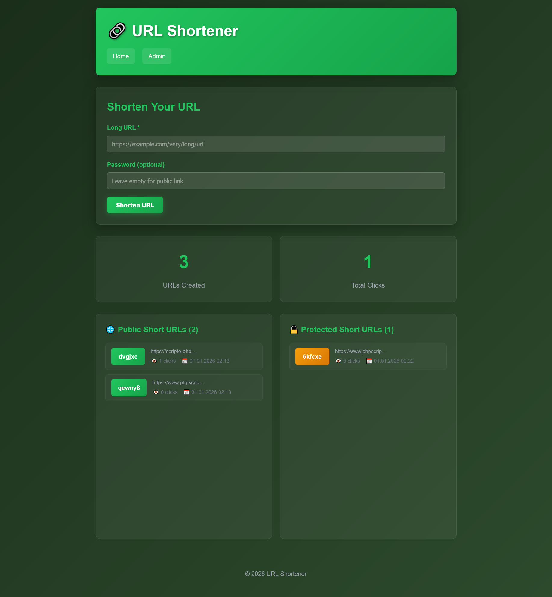 URL Shortener Secure PHP 8
