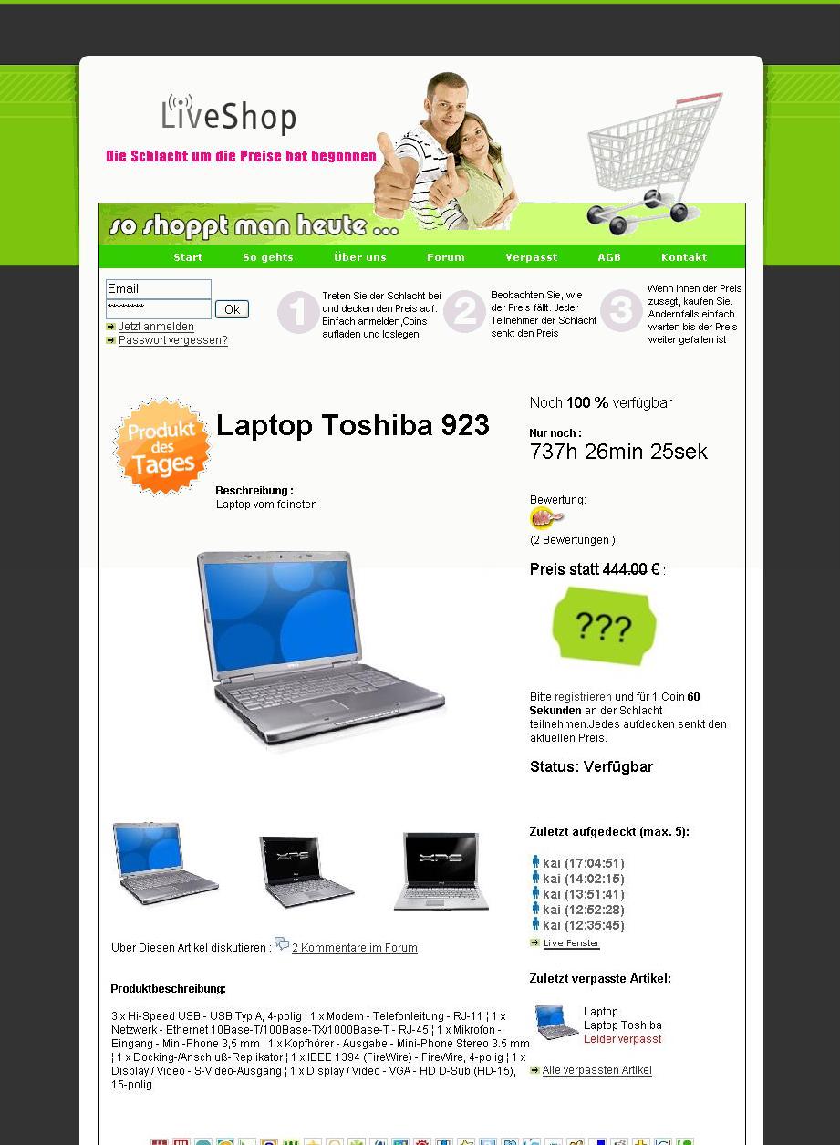 Preisschlacht Liveshopping Script