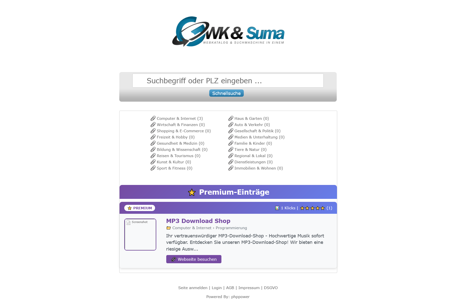 WK-Suma Webkatalog und Suchmaschine in einem