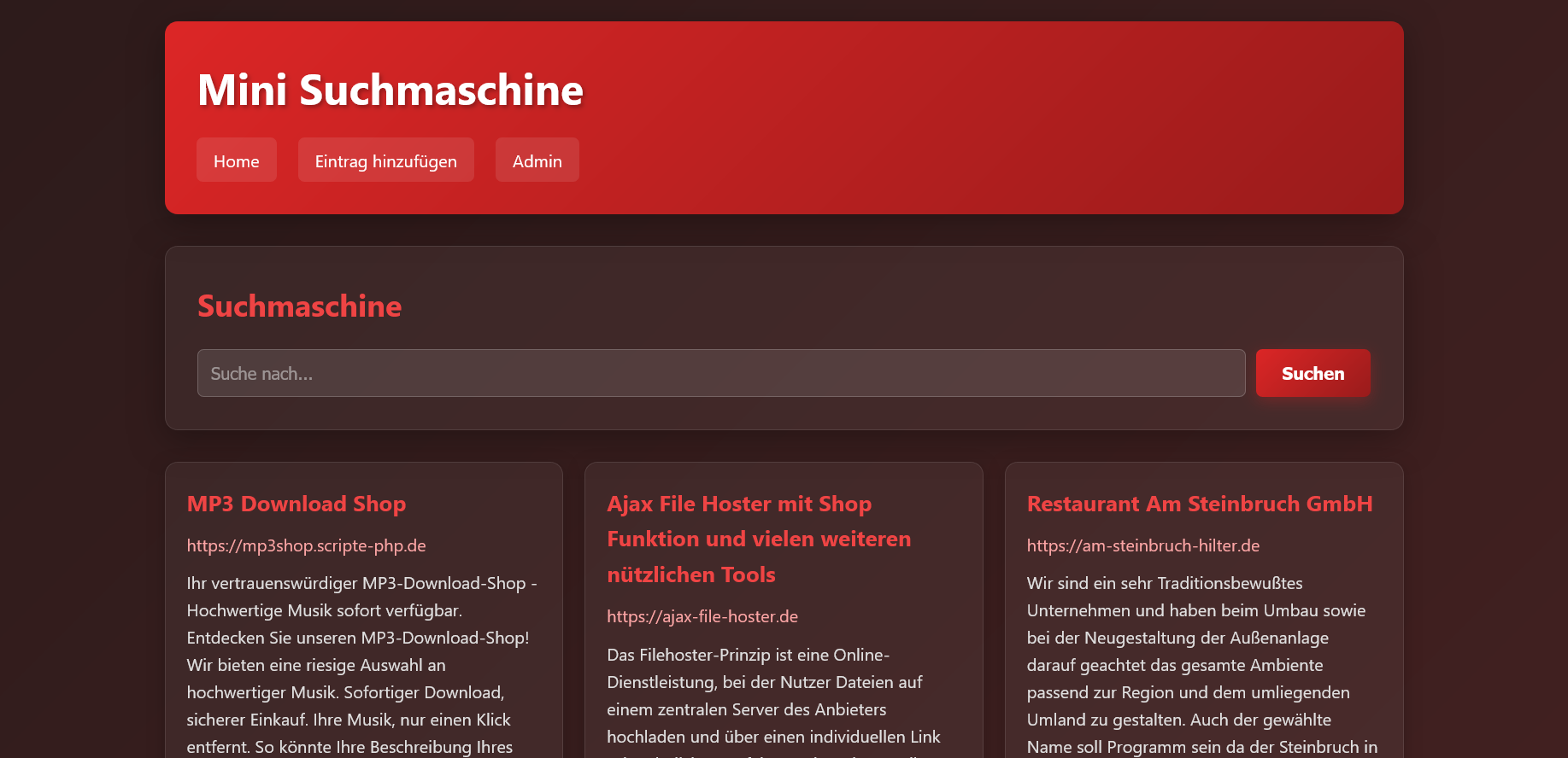 Mini Suchmaschine php8