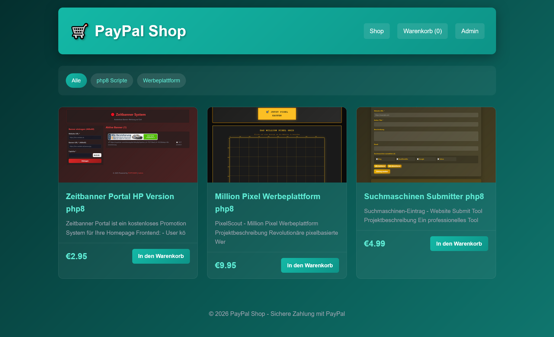 PayPal Download Shop php8