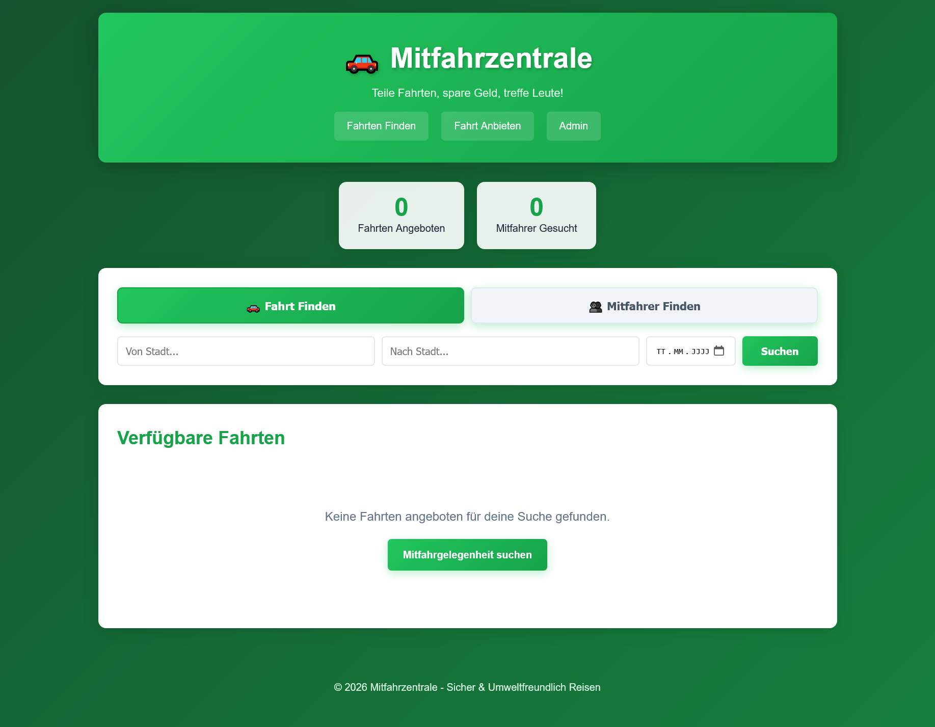 Mitfahrzentrale Fahrgemeinschaften Portal