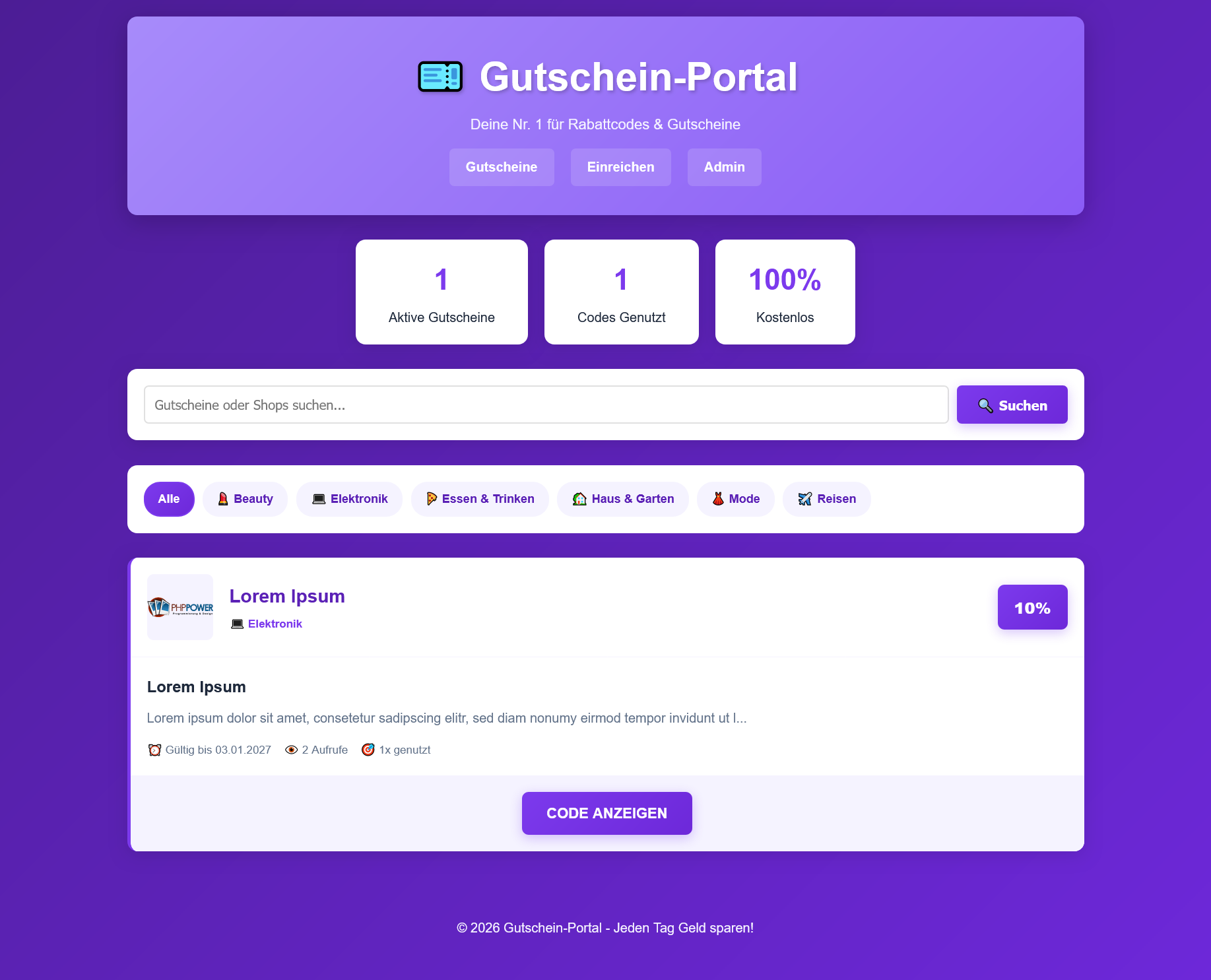Gutscheinportal Voucher und Deals Platform